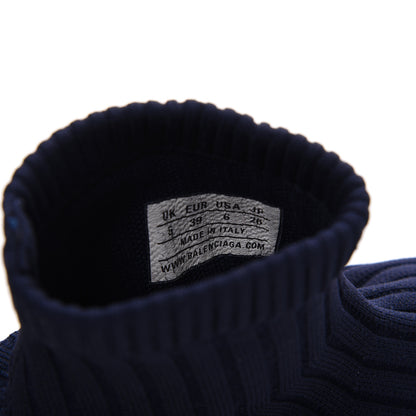 Balenciaga Ribbed Effect Knit Mens Speed Sneakers 39 Bleu Marine 8 of 8