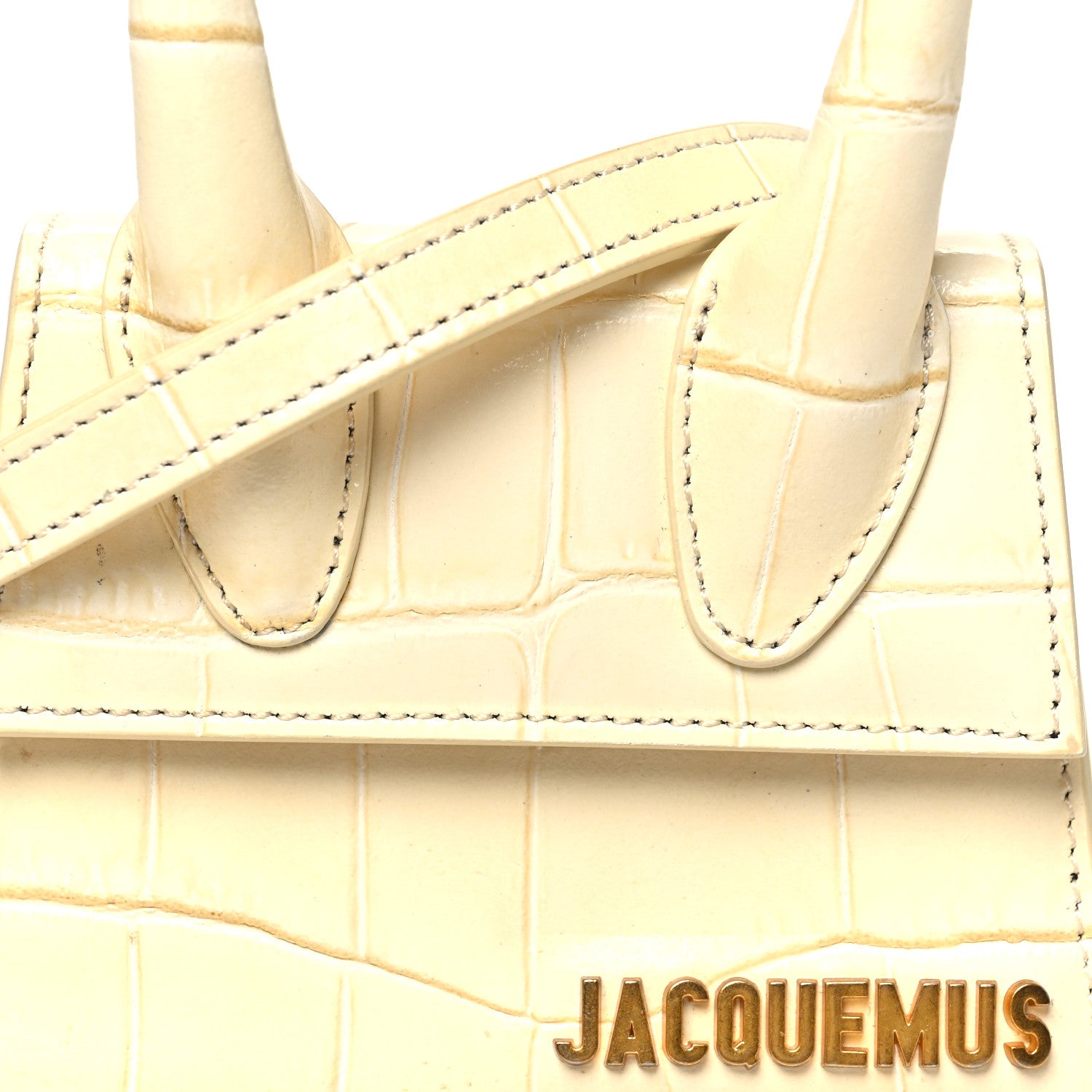 Jacquemus Calfskin Crocodile Embossed Le Chiquito Beige 7 of 9