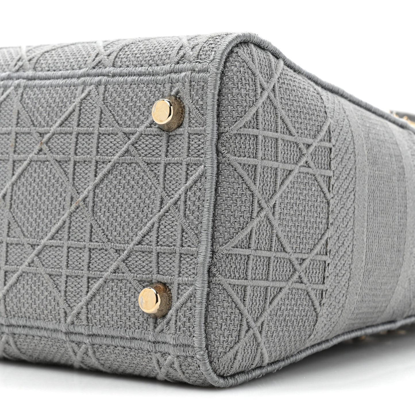 CHRISTIAN DIOR Canvas Embroidered Cannage Medium Lady D-Lite Gray