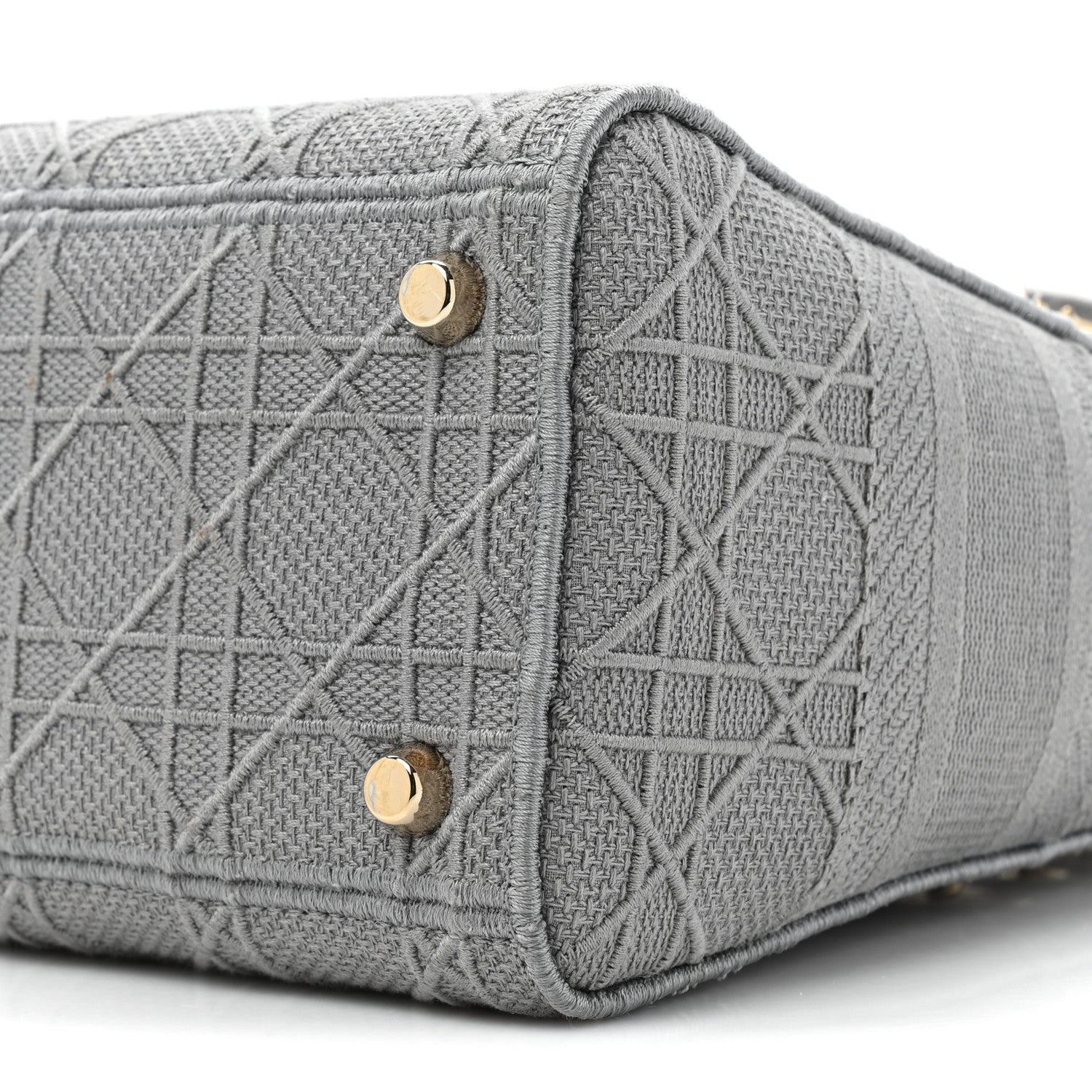 Christian Dior CHRISTIAN DIOR Canvas Embroidered Cannage Medium Lady D-Lite Gray 7 of 12