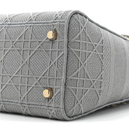 Christian Dior CHRISTIAN DIOR Canvas Embroidered Cannage Medium Lady D-Lite Gray 7 of 12