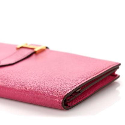 Hermes Chevre Mysore Bearn Gusset Wallet Rose Shocking 8 of 11
