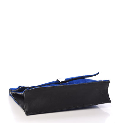 Proenza Schouler Sheephair Calfskin Suede PS Elliot Clutch Cobalt Black 4 of 7