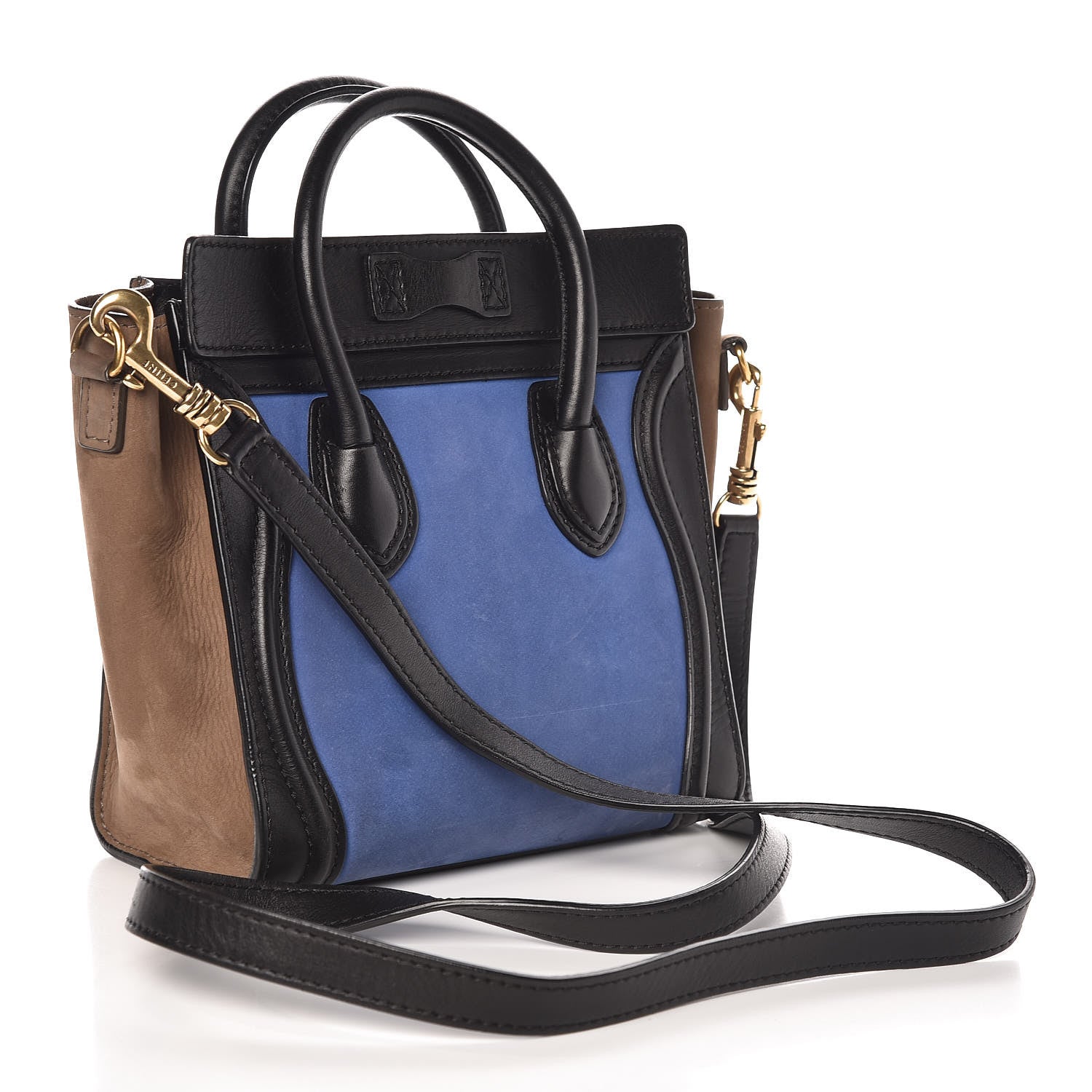 Celine Nubuck Smooth Calfskin Nano Tri-Color Luggage Royal Blue 3 of 9