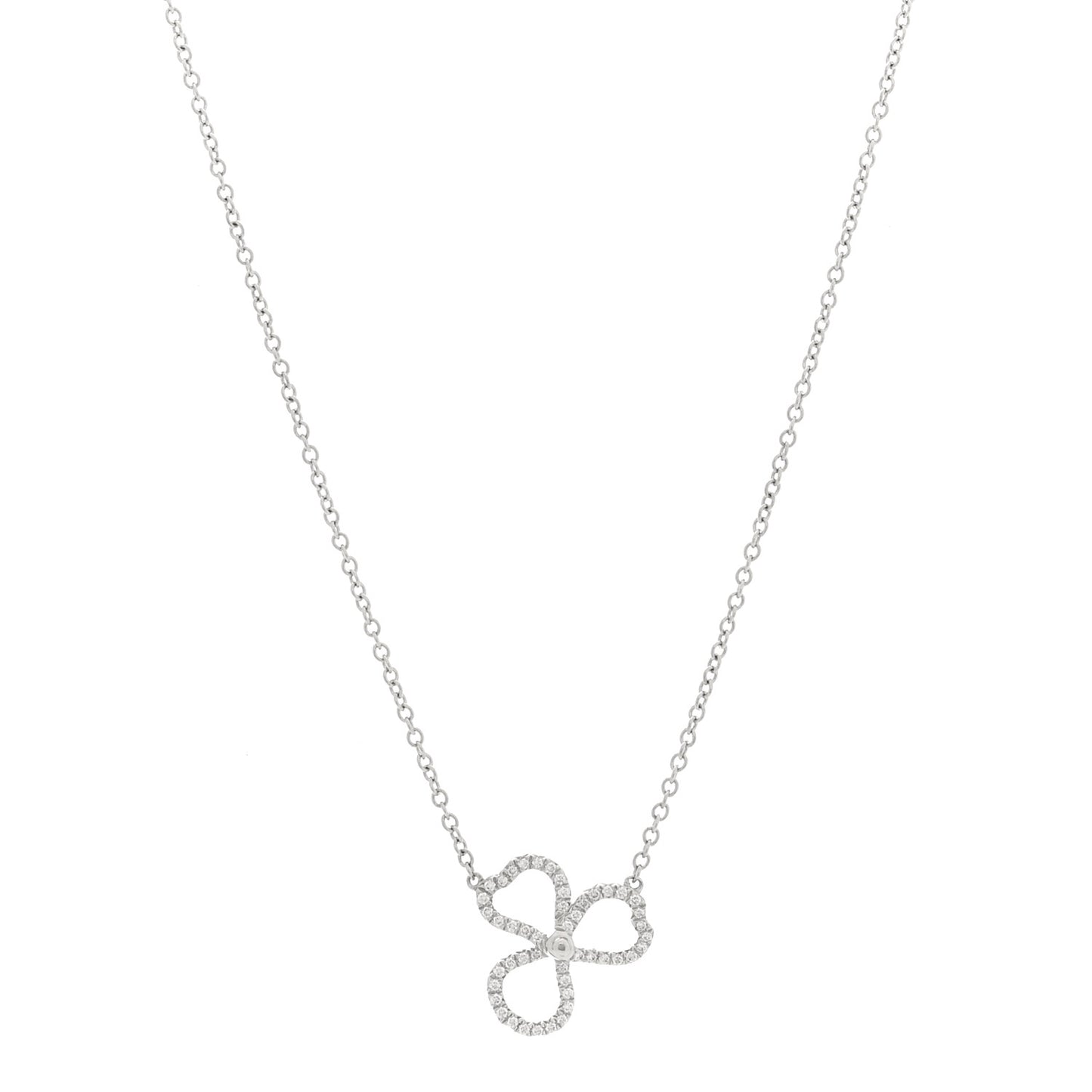 Platinum Diamond Paper Flowers Pendant Necklace