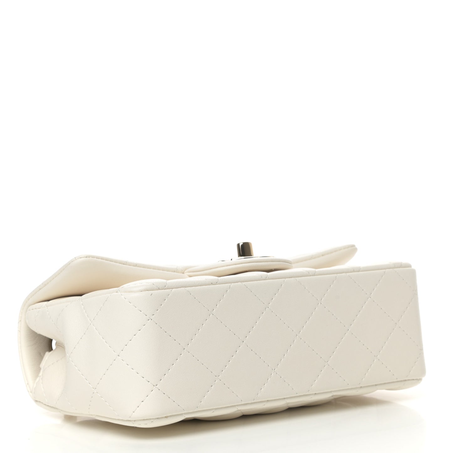 Lambskin Quilted Mini Rectangular Flap White