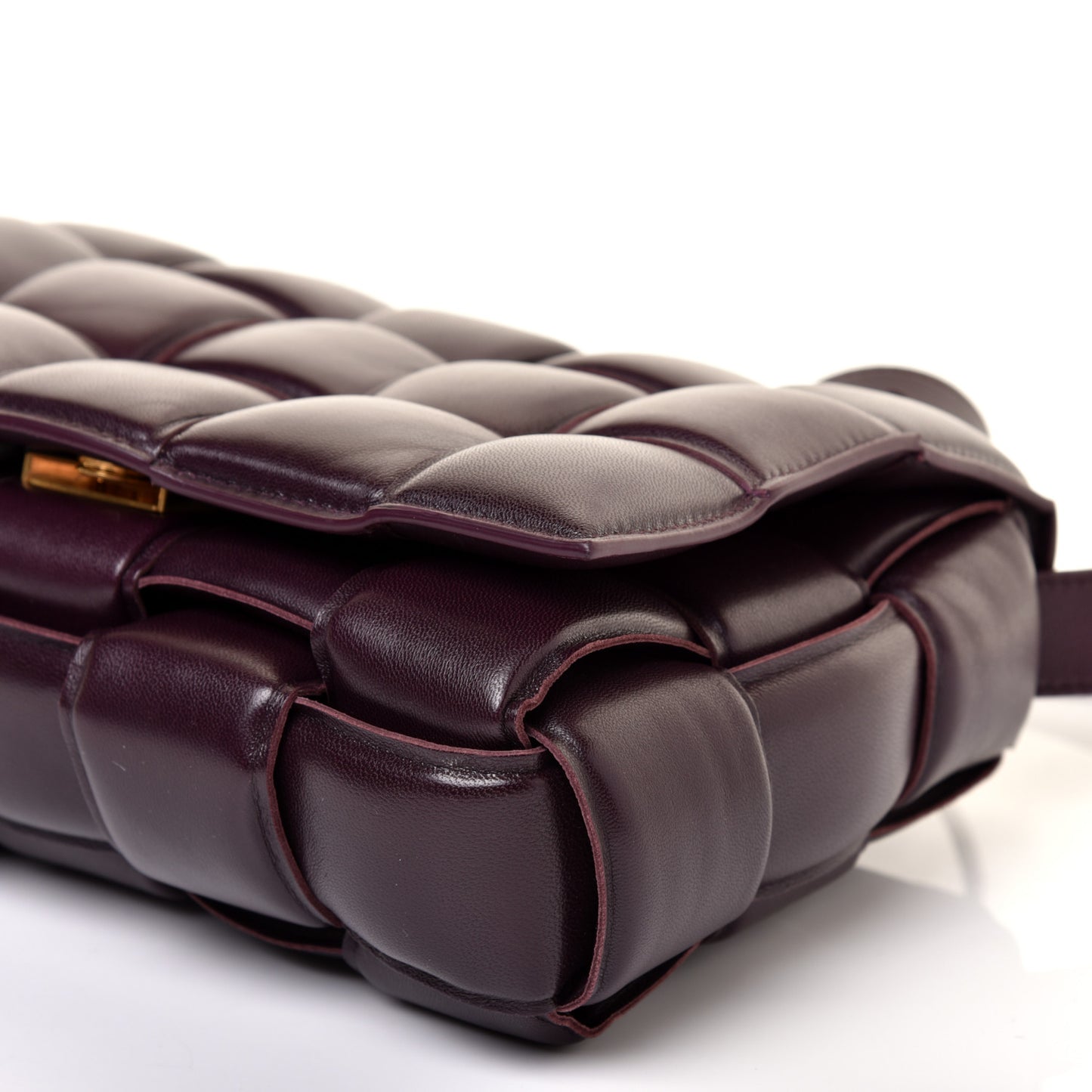Nappa Maxi Intreccio Padded Cassette Crossbody Bag Grape