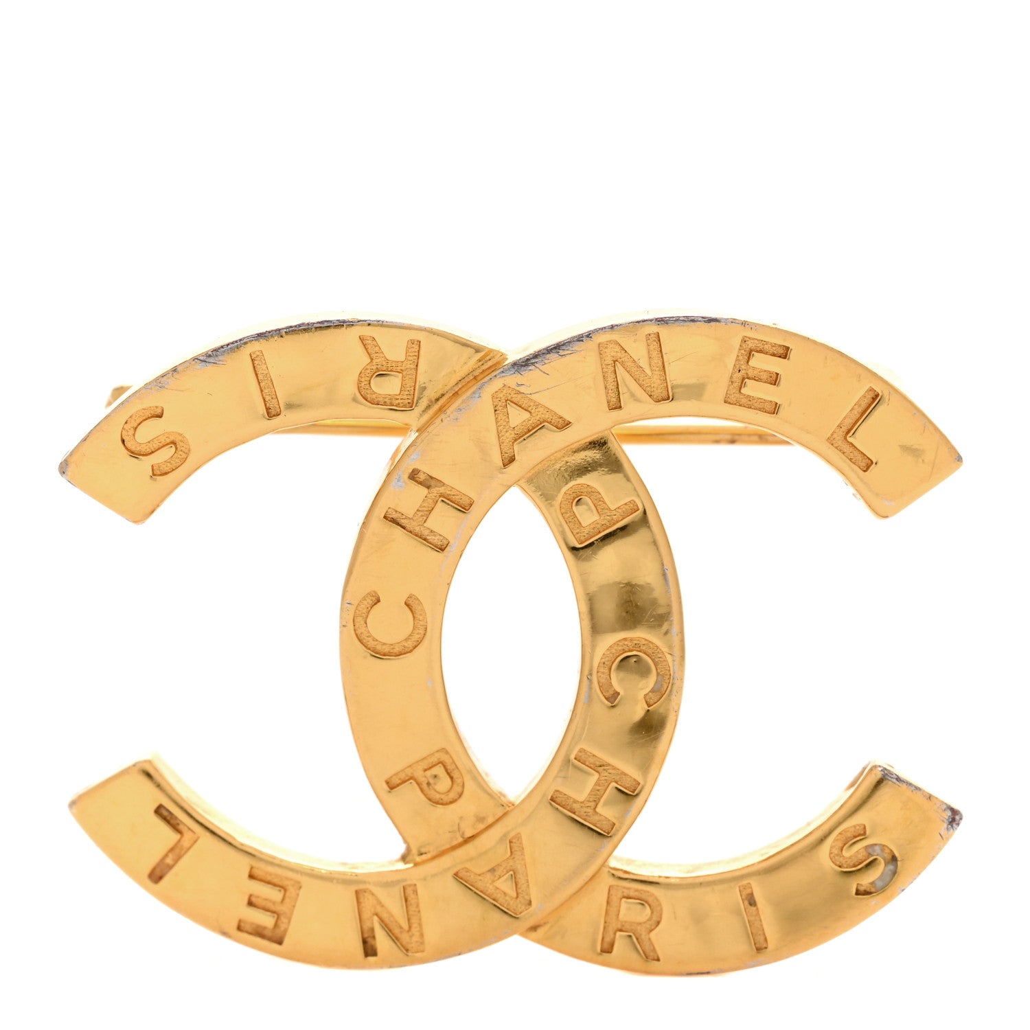 Chanel Metal Paris Button CC Large Brooch Gold 1 of 4