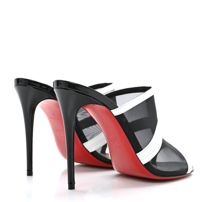 Christian Louboutin Rete Calfskin Interdite 100 Mule 37 Black White 4 of 7