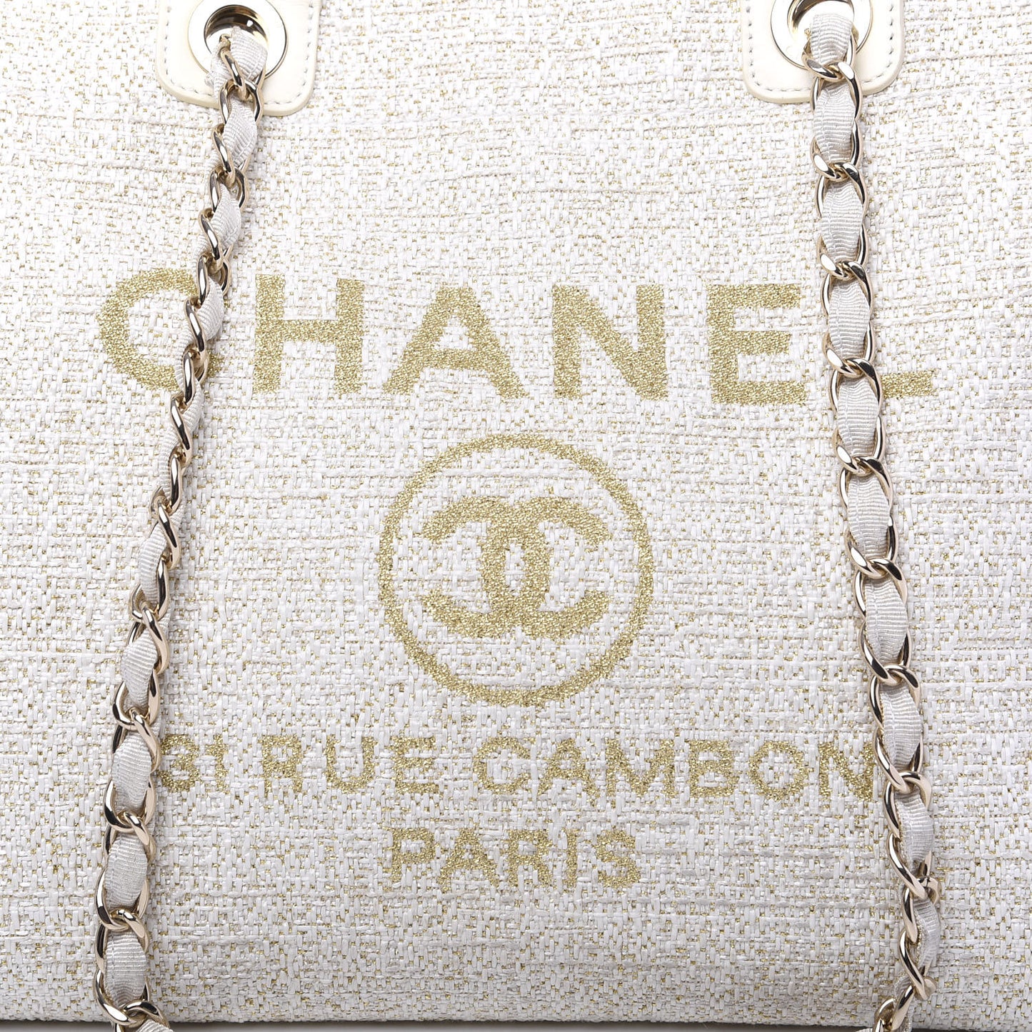 Lurex Boucle Medium Deauville Tote White