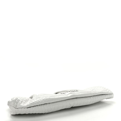 Balenciaga Shiny Supple Calfskin Logo Crocodile Embossed XL Cloud Clutch White 4 of 12