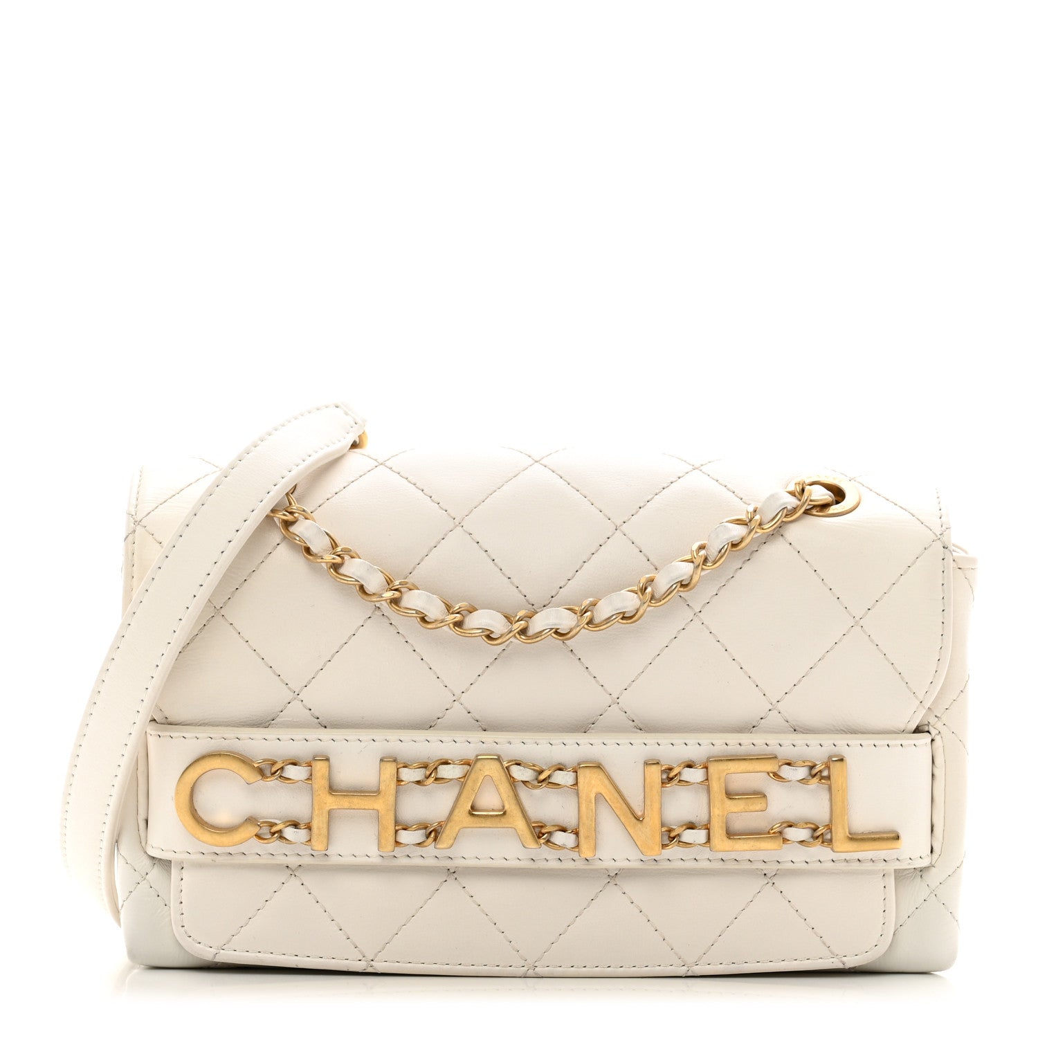 Chanel Calfskin Quilted Small Enchained Flap White 1 of 10