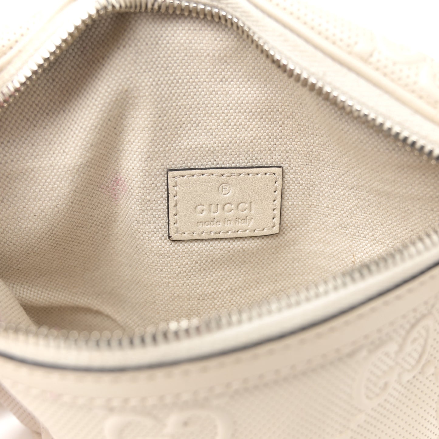 Calfskin GG Tennis Embossed Belt Bag Mystic White