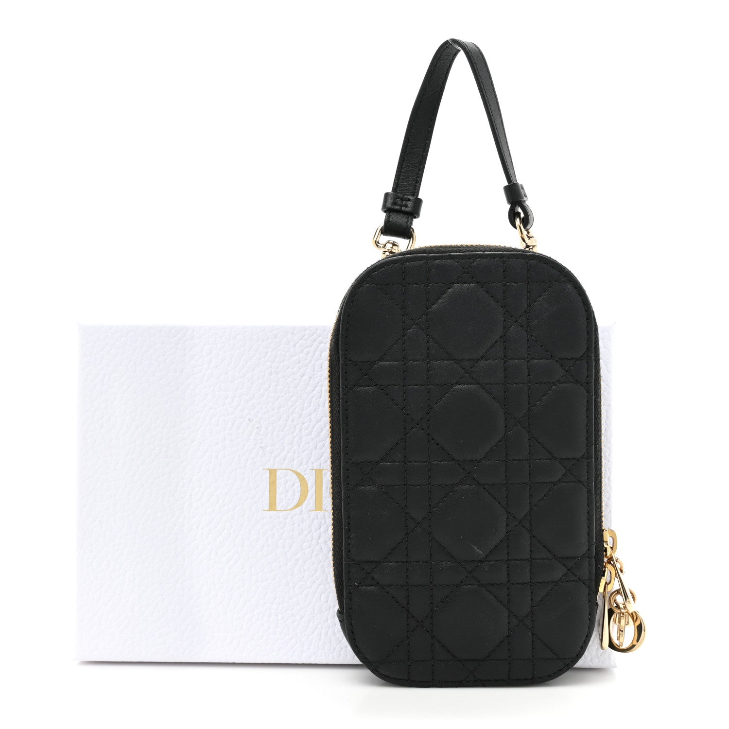 Christian Dior Lambskin Cannage Lady Dior Phone Holder Black 9 of 9