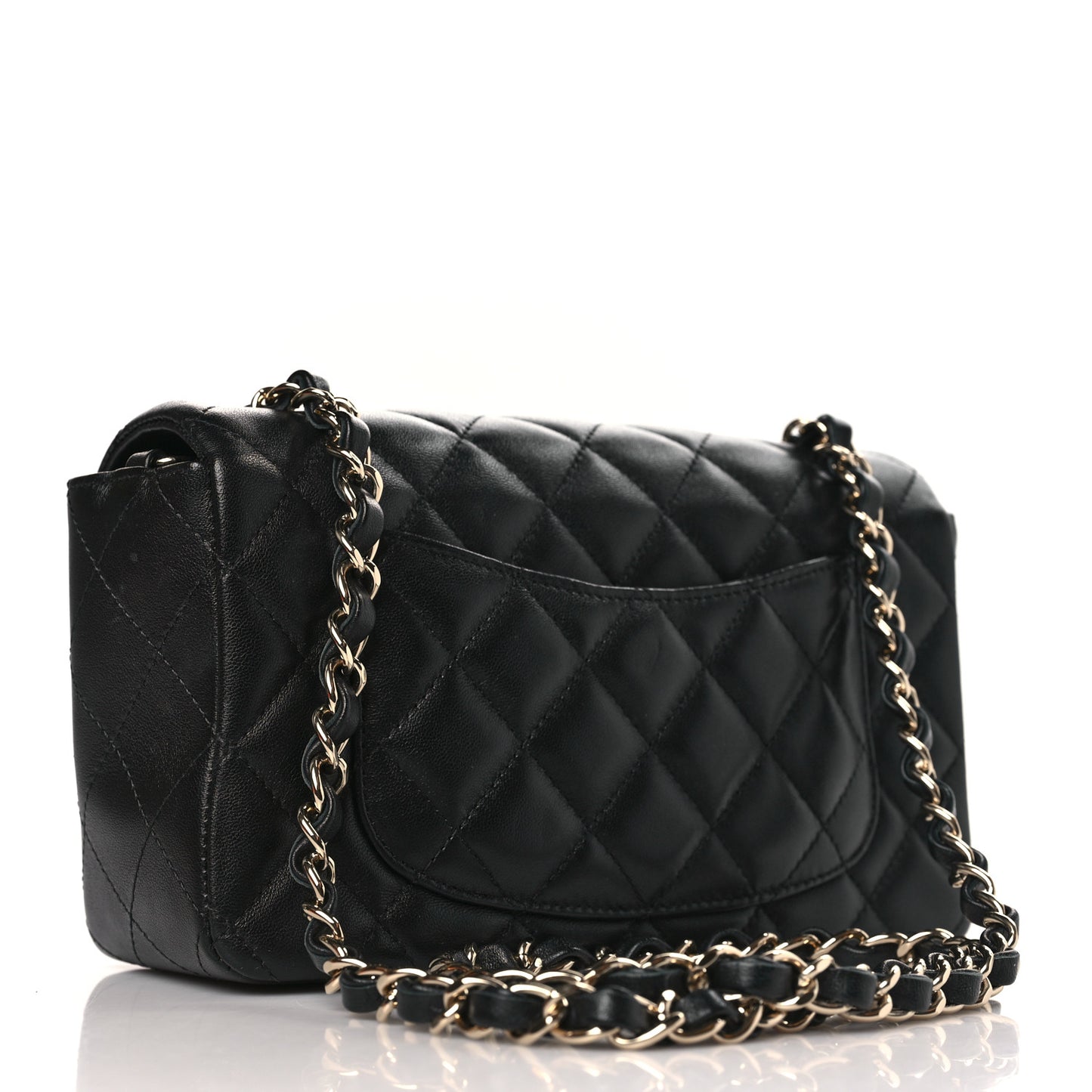 Lambskin Quilted Mini Rectangular Flap Black