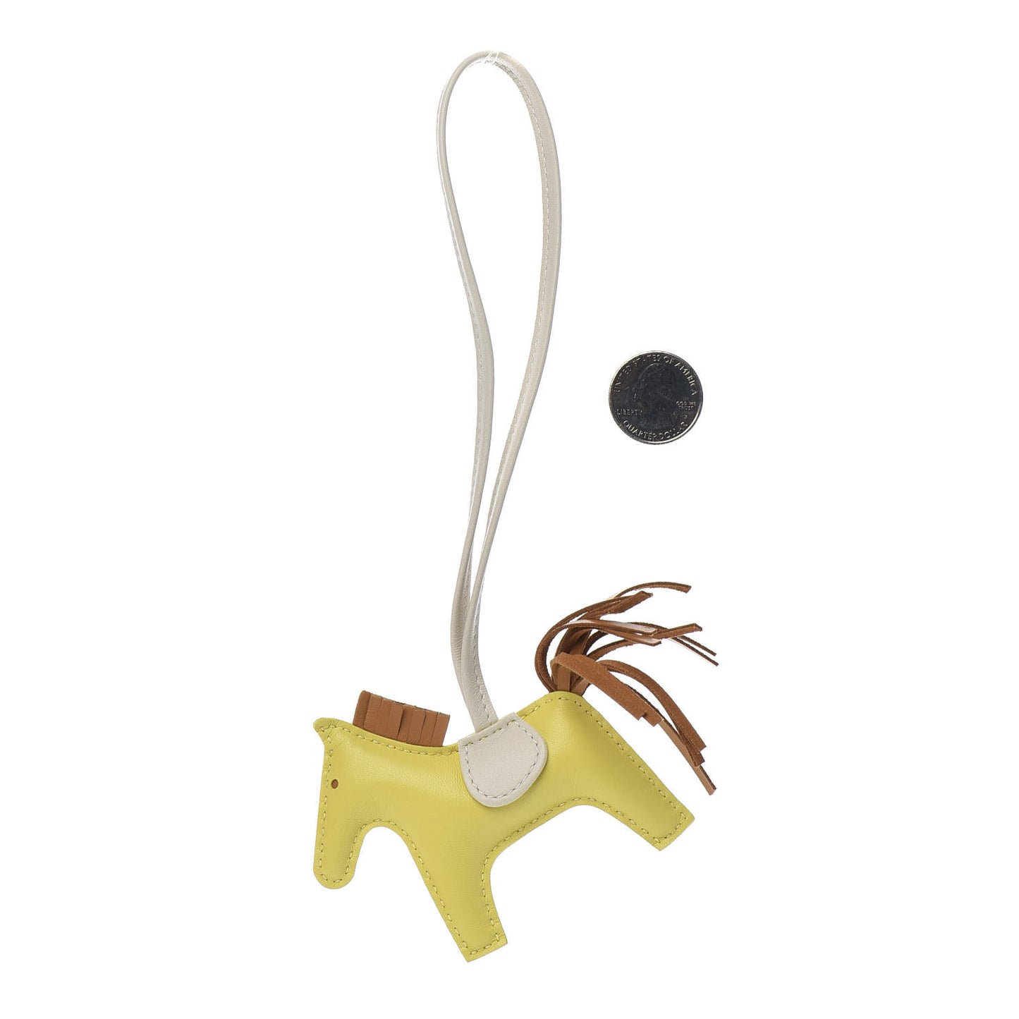 Milo Lambskin Grigri Rodeo Horse Bag Charm PM Lime Sesame Craie