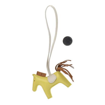 Hermes Milo Lambskin Grigri Rodeo Horse Bag Charm PM Lime Sesame Craie 2 of 4