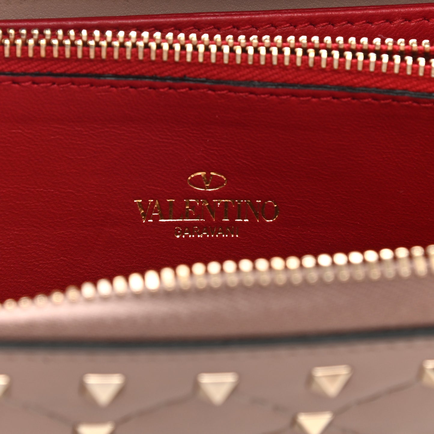 Nappa Rockstud Spike Zip Around Wallet Poudre