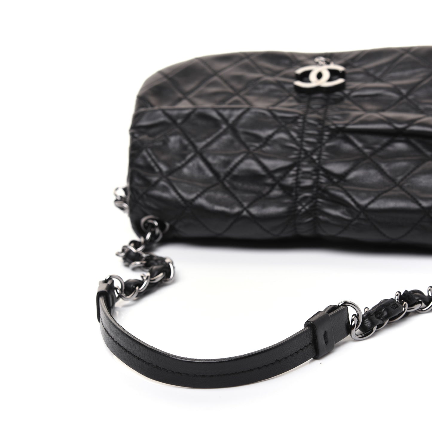 Lambskin Quilted Small Sharpei Flap Black