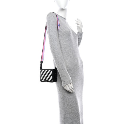 Off-White Saffiano Striped Mini Diag Binder Clip Bag Black White Indus 2 of 11