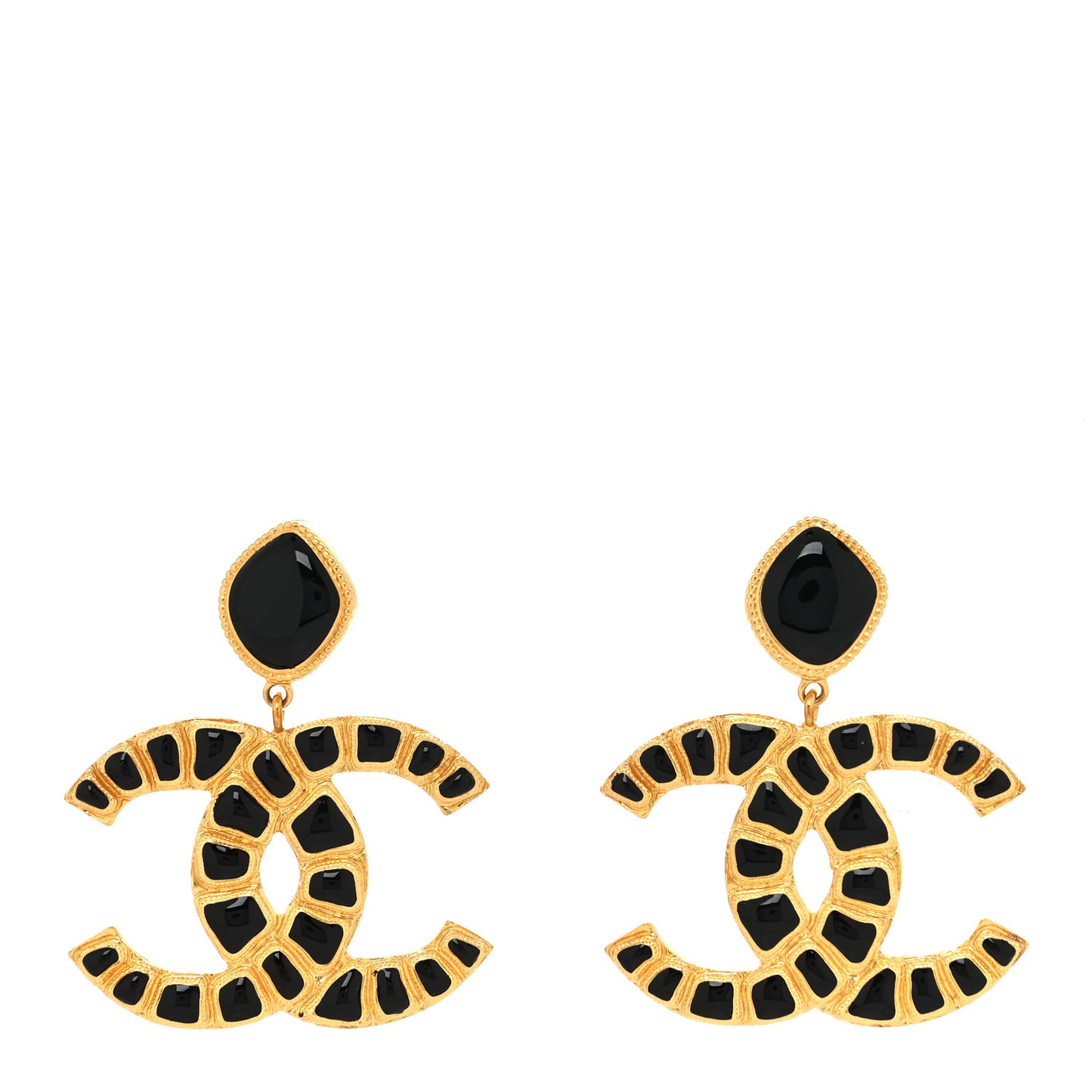 Resin Along The Nile CC Clip On Earrings Gold Black
