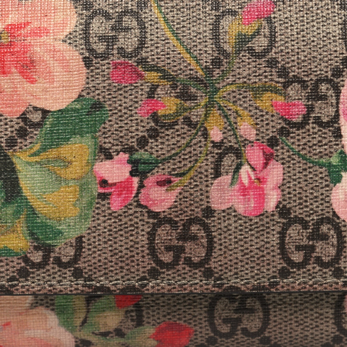 GG Supreme Monogram Blooms Continental Wallet Beige Multicolor Dry Rose