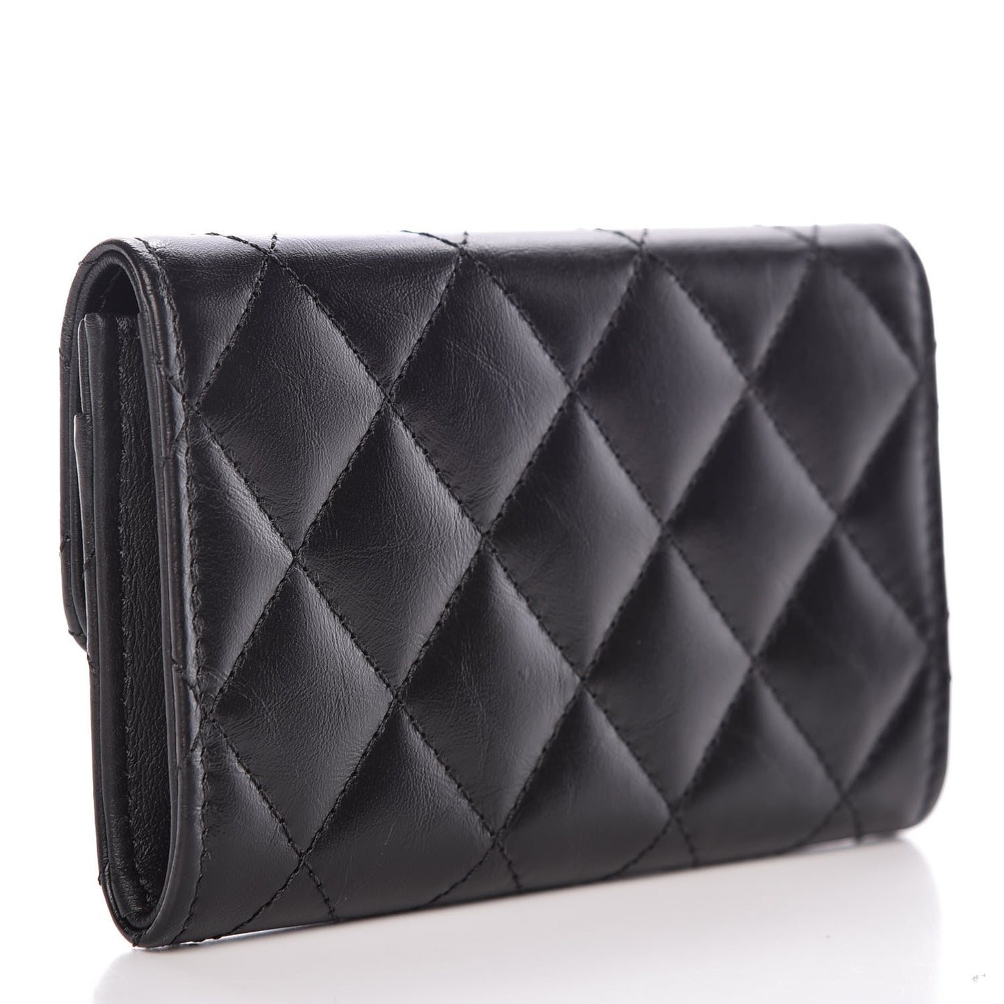 Aged Calfskin Quilted Reissue Flap Card Holder Black
