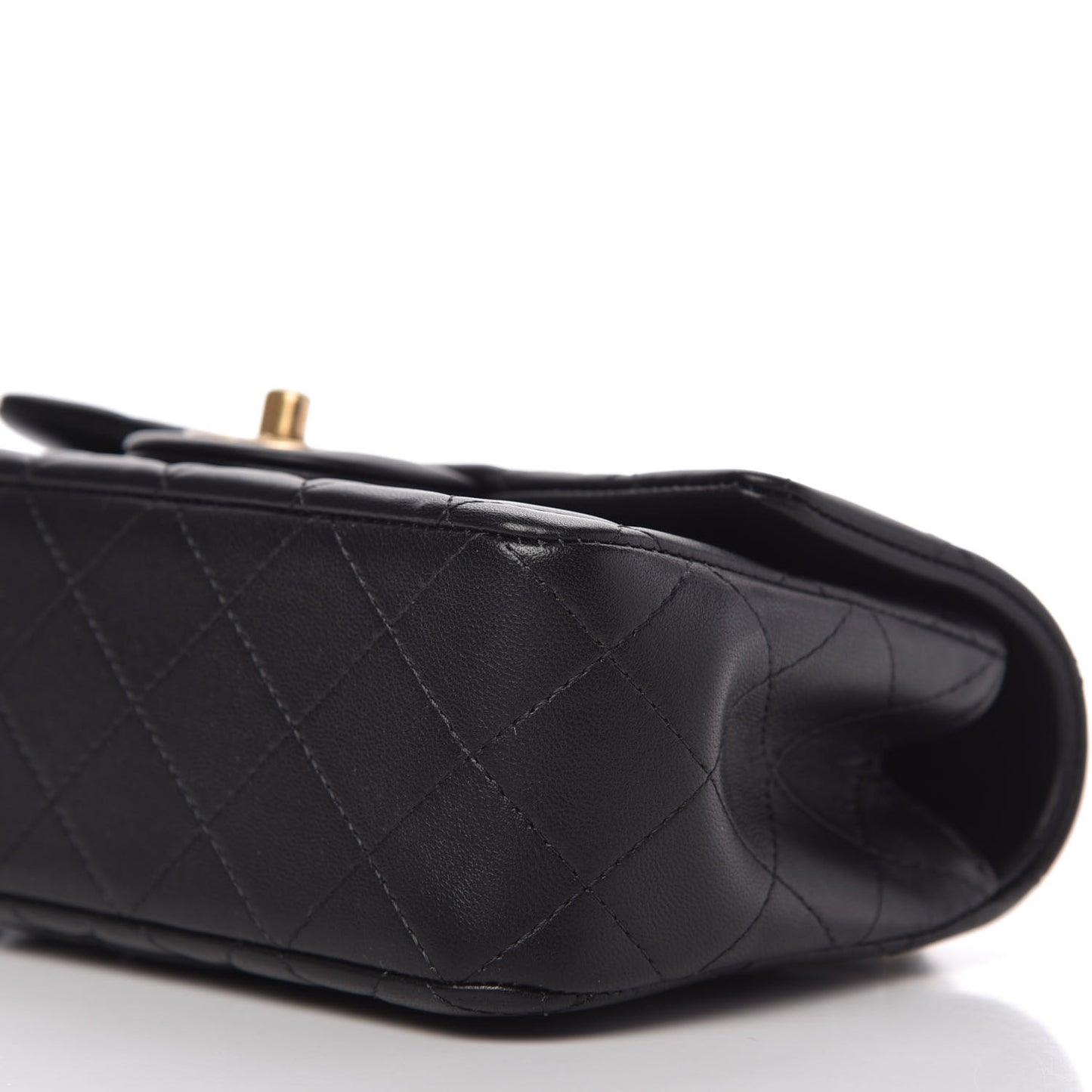 Lambskin Quilted Mini Top Handle Rectangular Flap Black