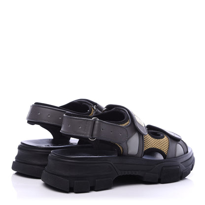 Gucci X SEGA Nappa Mesh Mens Aguru Sandals 9 Loess Black 4 of 10