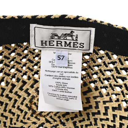 Hermes Panama Straw Chapeau Tanzanie Canna Hat 57 Naturel Black 8 of 11
