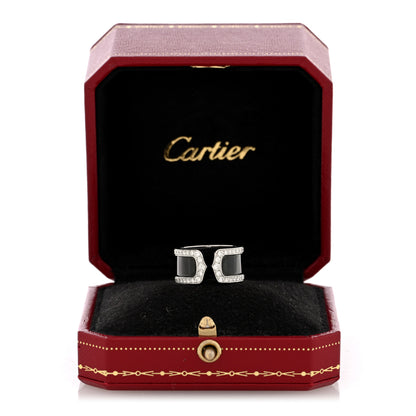 Cartier 18K White Gold Enamel Diamond 10mm Logo De Cartier Ring 51 5.75 Black 6 of 6