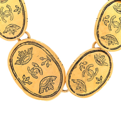 Chanel Metal Regal Crown CC Medallion Necklace Aged Gold 4 of 8