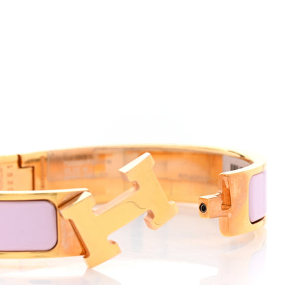 Hermes Enamel Narrow Clic Clac H Bracelet PM Rose Dragee 7 of 8