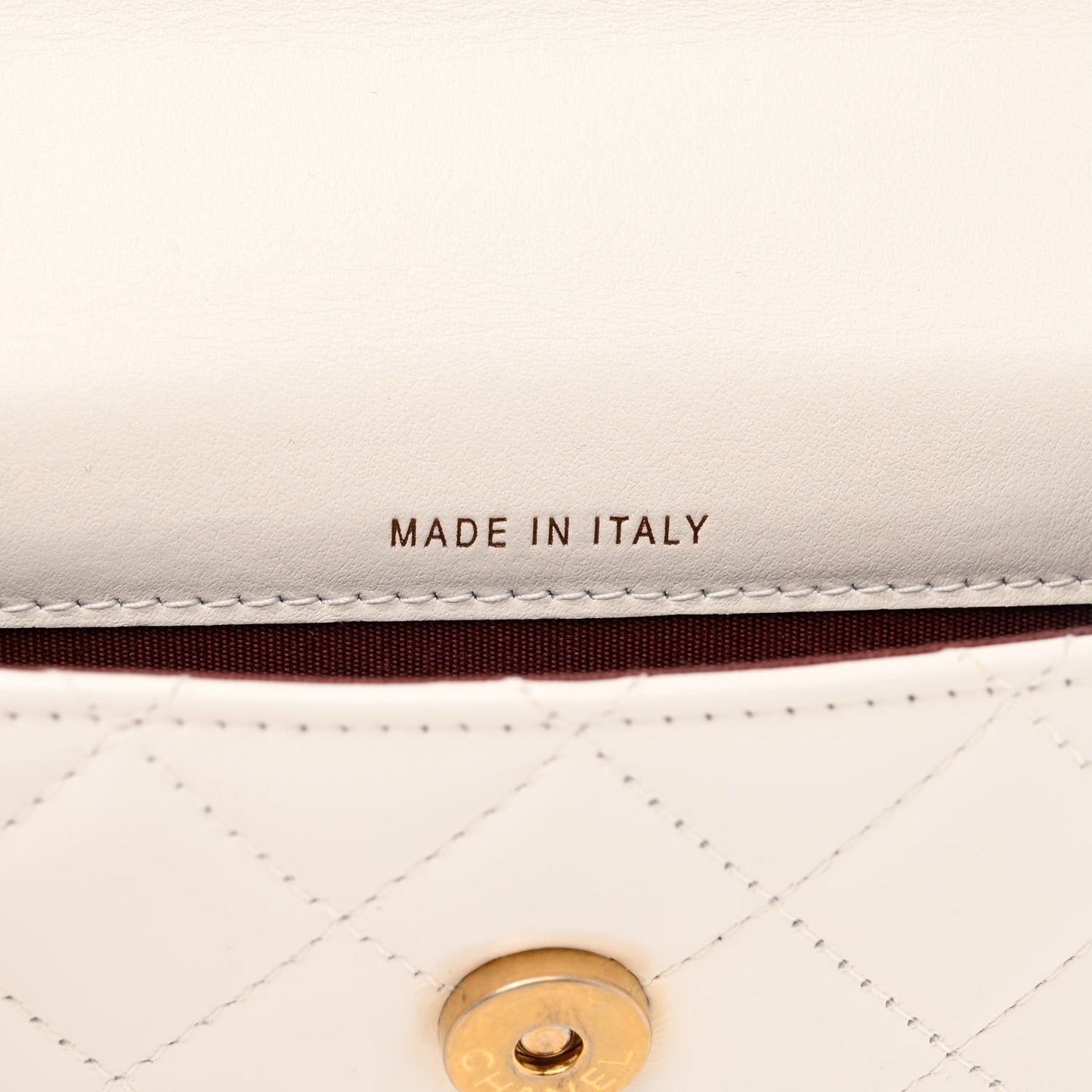 Calfskin Quilted Perfect Fit Coin Purse With Chain White