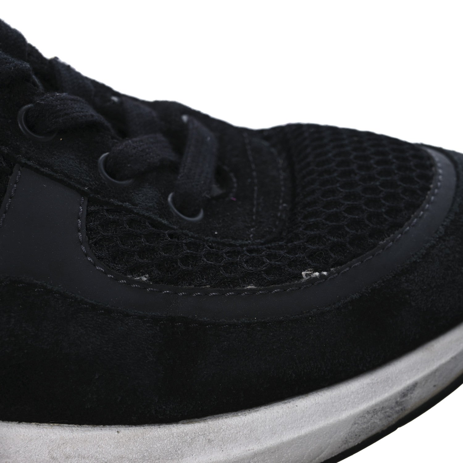 Chanel Calfskin Mesh Lycra Suede Womens Logo Sneakers 40 Black 10 of 13