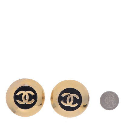 Chanel CC Clip On Earrings Black Gold 2 of 5