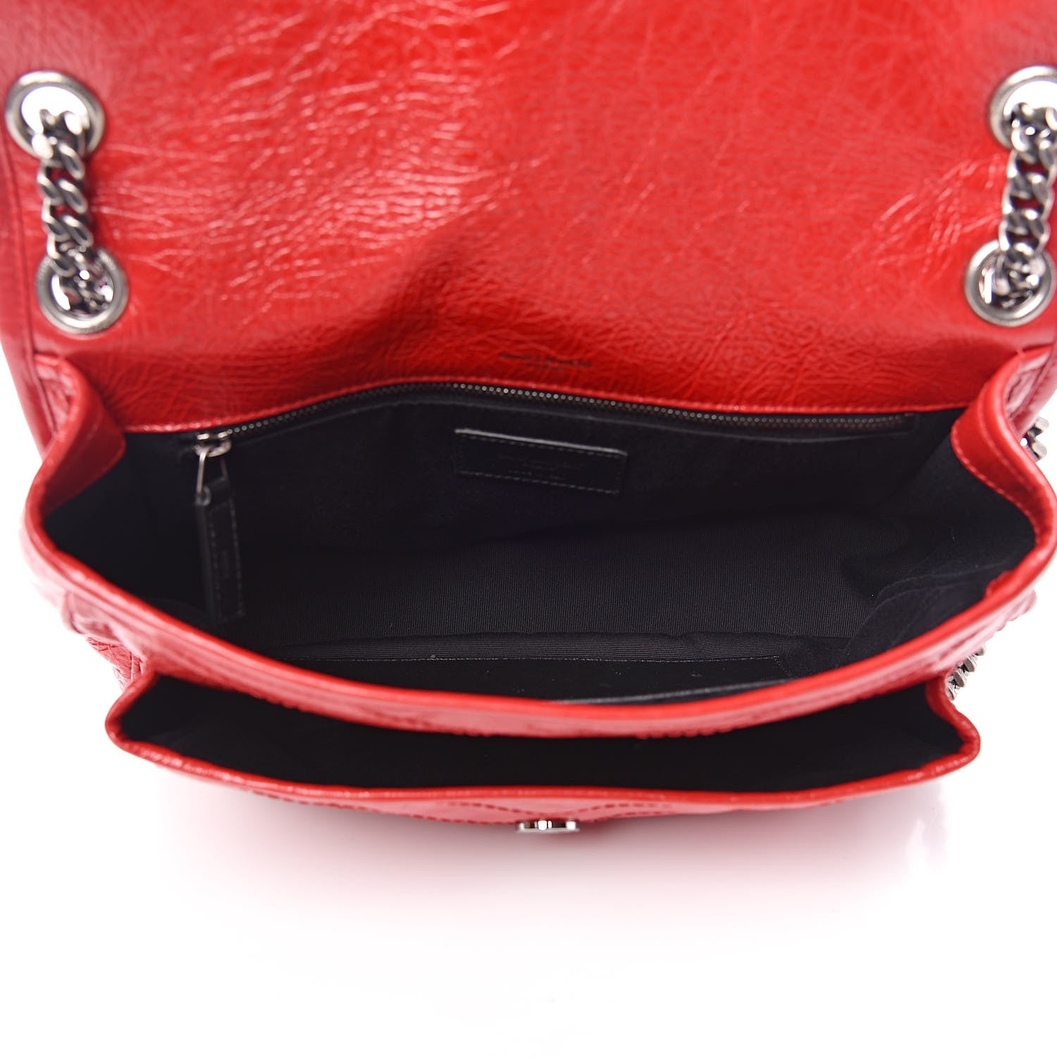Saint Laurent Crinkled Calfskin Matelasse Monogram Medium Niki Chain Satchel Rouge Eros 5 of 13