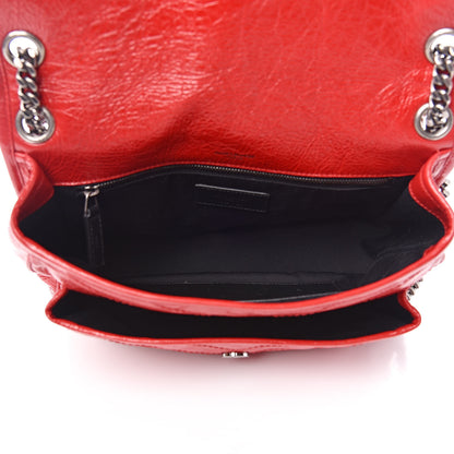 Saint Laurent Crinkled Calfskin Matelasse Monogram Medium Niki Chain Satchel Rouge Eros 5 of 13