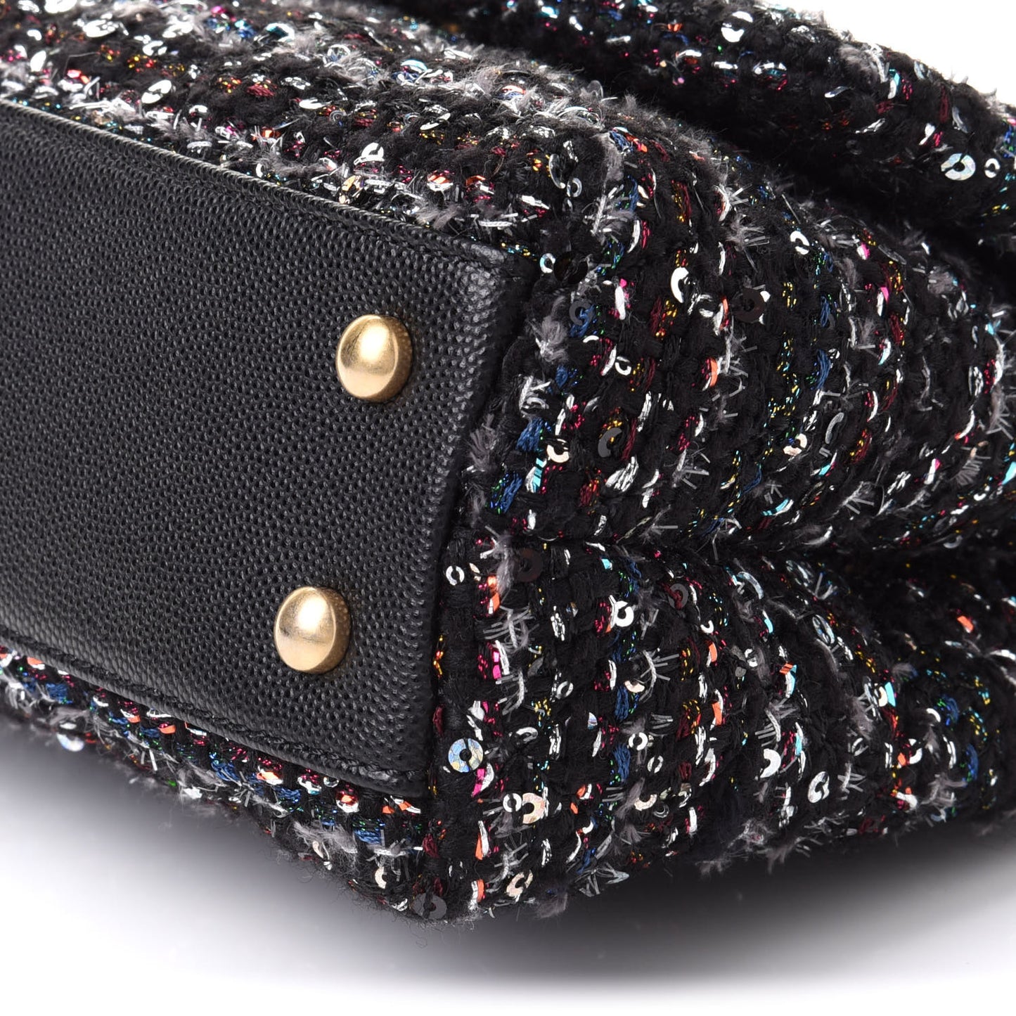 Tweed Sequin Mini Coco Handle Flap Black