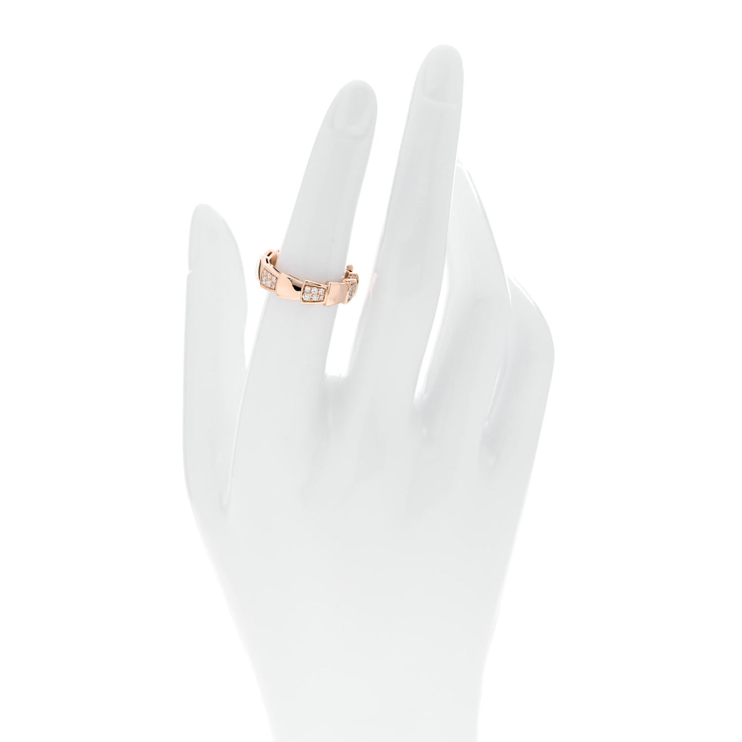 18K Rose Gold Diamond 6mm Serpenti Viper Band Ring 52 6