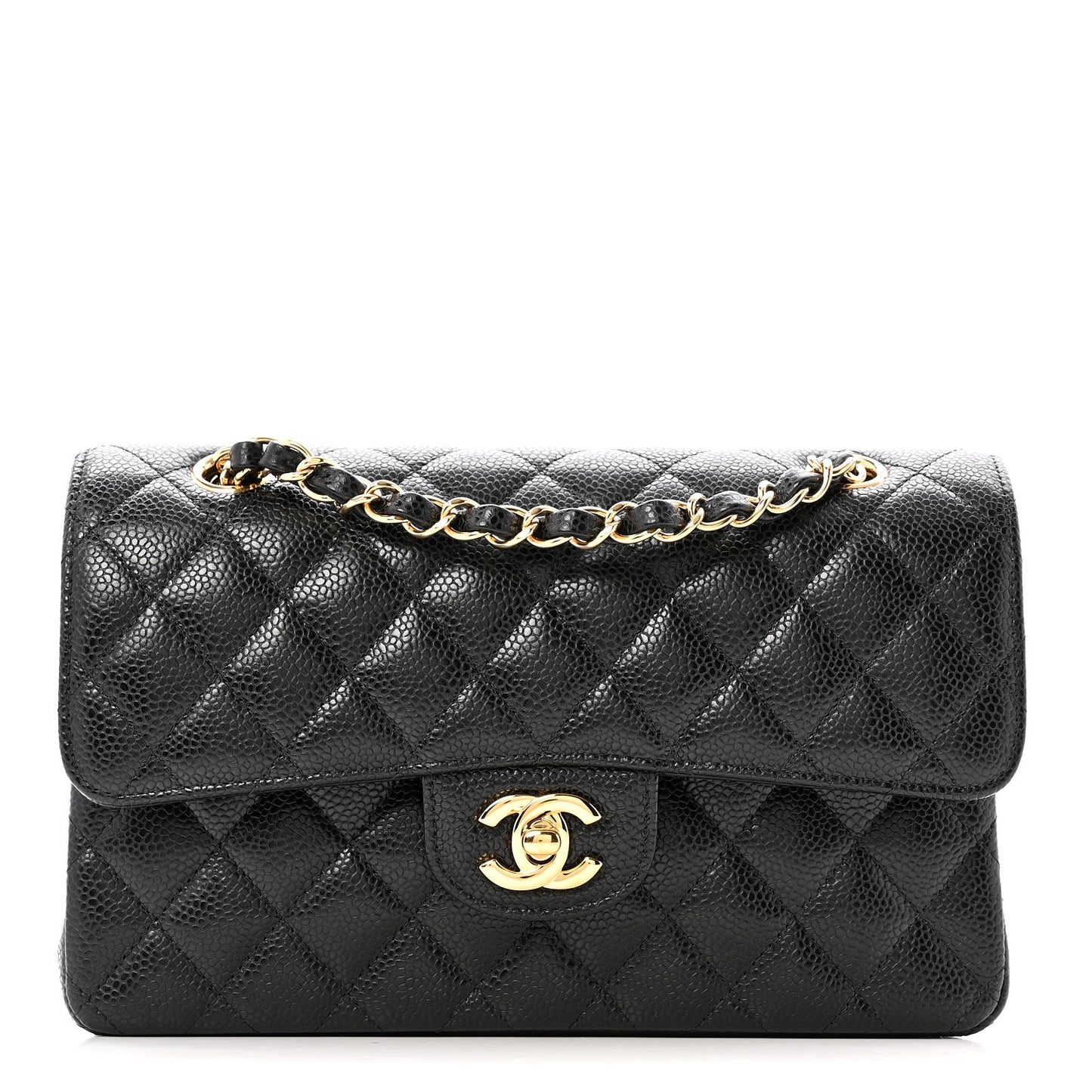 Caviar Quilted Small Double Flap Black