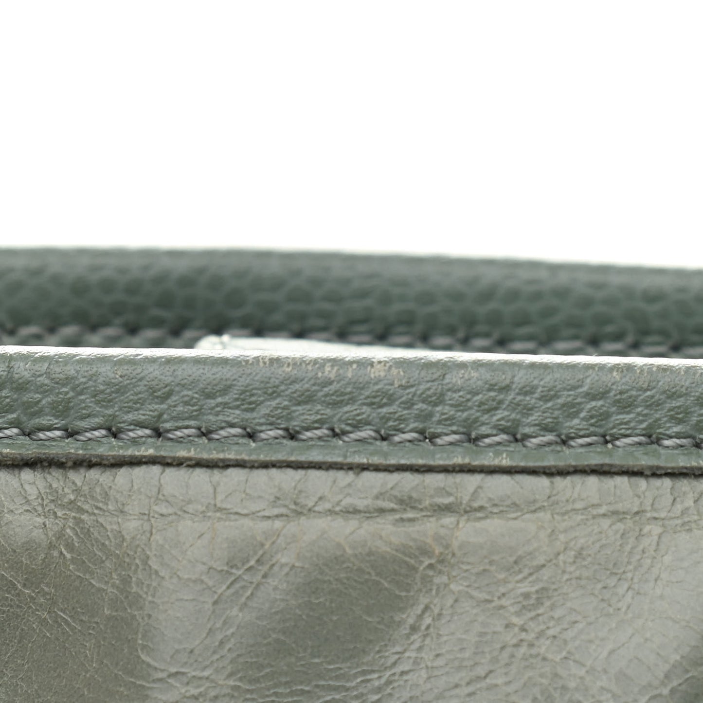 Glazed Calfskin Mini Deauville Tote Green