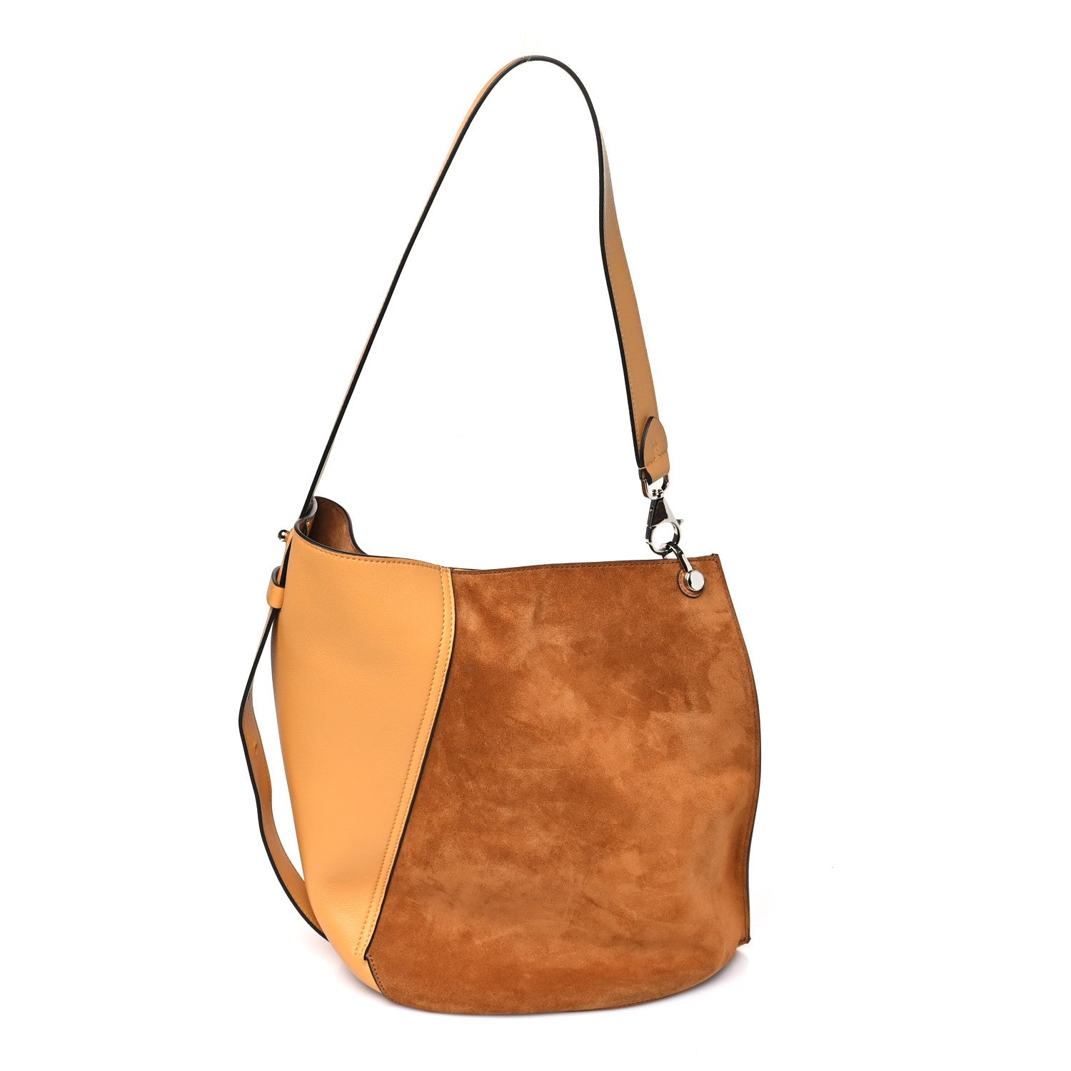 Lanvin Suede Calfskin Hook Bag Brown Yellow 1 of 10