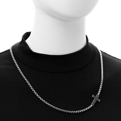 David Yurman Sterling Silver Black Diamond Streamline Cross Station Necklace 22" 2 of 5