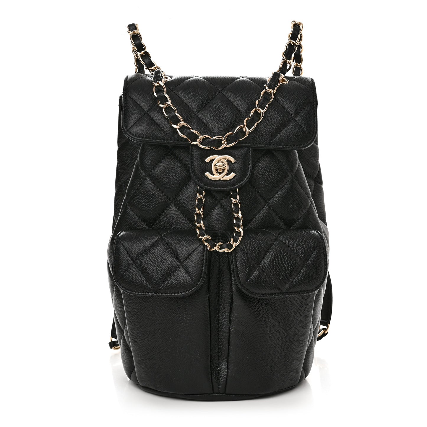 Caviar Quilted Pockets Backpack Black