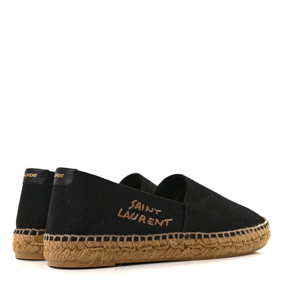 Saint Laurent Canvas Nappa Elba Light Logo Embroidered Espadrilles 37 Black 4 of 9