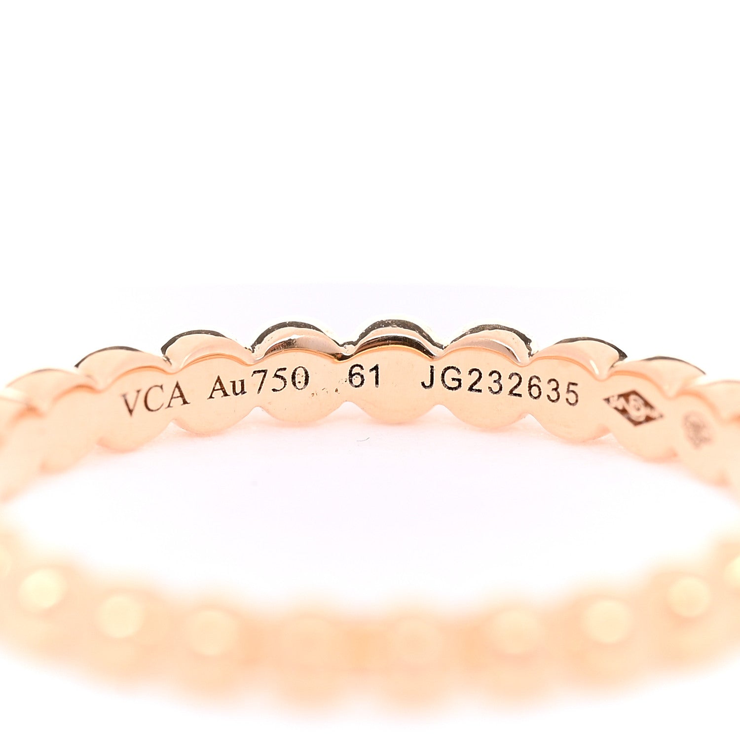 Van Cleef & Arpels 18K Rose Gold Medium Perlee Ring 61 9.5 4 of 5