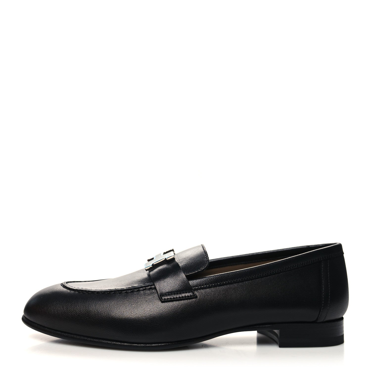 Hermes Goatskin Womens Paris Loafers 37 Black 1 of 9