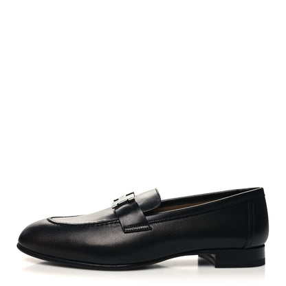 Hermes Goatskin Womens Paris Loafers 37 Black 1 of 9