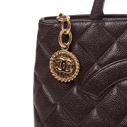 Chanel Caviar Quilted Medallion Tote Dark Brown 7 of 9